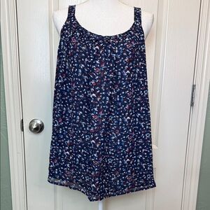 NEW Lane Bryant Navy, Red, & White Floral Sleeveless Tank Blouse Sz 14